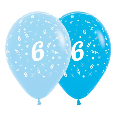 Sempertex 30cm Age 6 Fashion Blue & Royal Blue Latex Balloons, 6PK