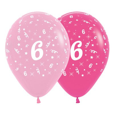 Sempertex 30cm Age 6 Fashion Pink Assorted Latex Balloons, 6PK