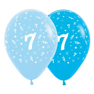 Sempertex 30cm Age 7 Fashion Blue & Royal Blue Latex Balloons, 6PK