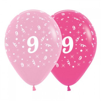 Sempertex 30cm Age 9 Fashion Pink Assorted Latex Balloons, 6PK