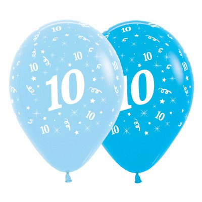 Sempertex 30cm Age 10 Fashion Blue & Royal Blue Latex Balloons, 6PK
