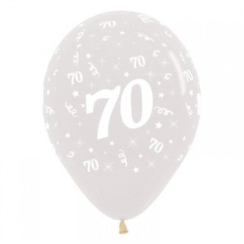 Sempertex 30cm Age 70 Crystal Clear Latex Balloons, 6PK