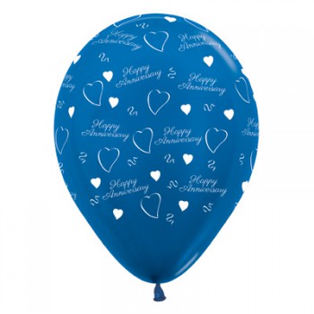 Sempertex 30cm Anniversary Metallic Blue Latex Balloons, 6PK