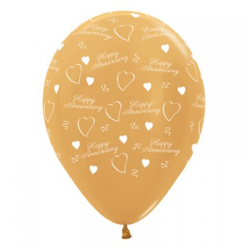 Sempertex 30cm Anniversary Metallic Gold Latex Balloons, 6PK