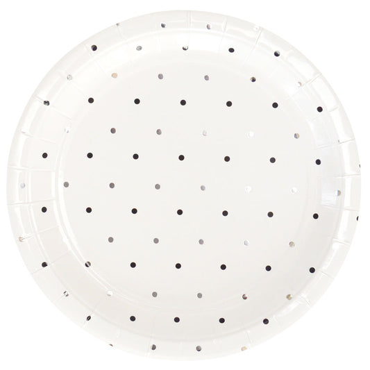 Silver & Black Dots Large Plate