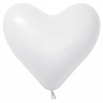 Sempertex 28cm Hearts Fashion White Latex Balloons, 12PK
