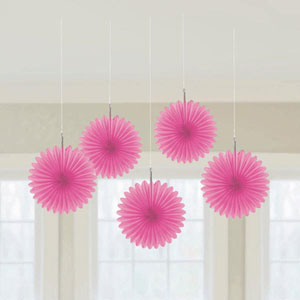 Mini Fan Decorations - Bright Pink