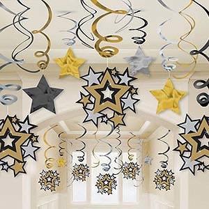 Glitz & Glam Hollywood Spiral Swirls Hanging Decorations Hot-Stamped