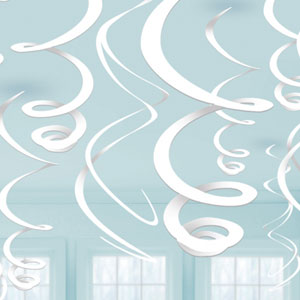 Plastic Swirl Decorations - Frosty White