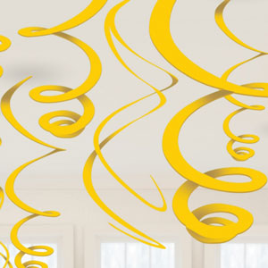 Plastic Swirl Decorations - Yellow Sunshine