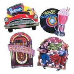 50's Jukebox, Car, Dancing & Record Cutouts