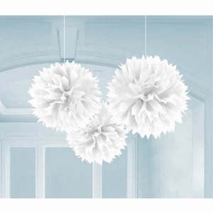 Fluffy Tissue Decorations - White