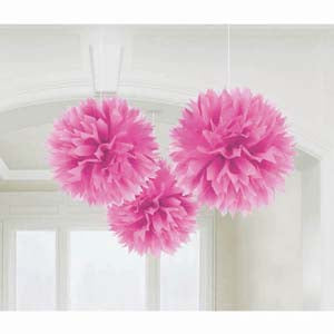 Fluffy Tissue Decorations - Bright Pink