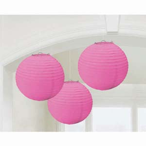Round Paper Lanterns - Bright Pink
