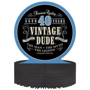 Vintage Dude 40th Birthday Centrepiece Honeycomb 30cm