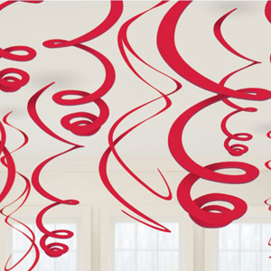 Plastic Swirl Decorations - Apple Red