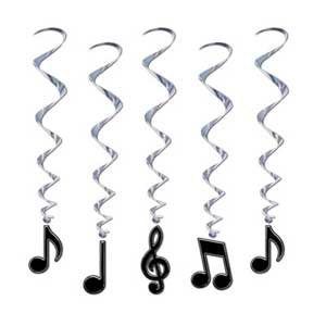 Music Notes Neon Coloured Hanging Decoration Whirls