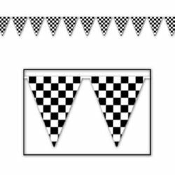 Pennant Flag Banner Black & White Checkered