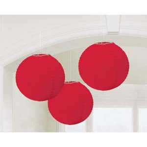 Round Paper Lanterns - Apple Red