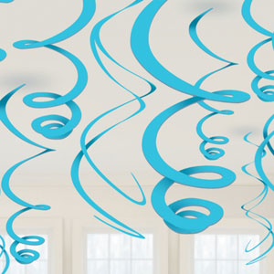 Plastic Swirl Decorations - Caribbean Blue