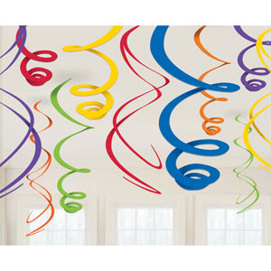 Plastic Swirl Decorations - Rainbow