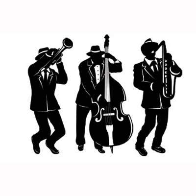 Jazz Band Trio Black & White  Silhouettes Cutouts