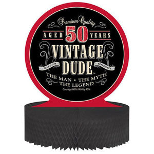 Vintage Dude 50th Birthday Centrepiece Honeycomb 30cm