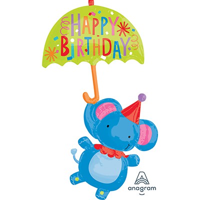 Multi-Balloon Circus Elephant Happy Birthday P45