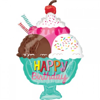 Junior Shape XL Ice Cream Sundae Happy Birthday S50
